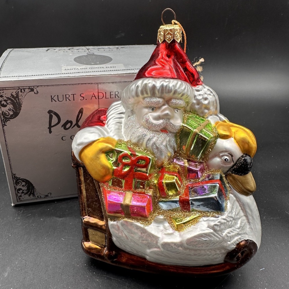 Kurt Adler Polonaise Santa On‎ Goose Sled GP479 Christmas Ornament 5.5"